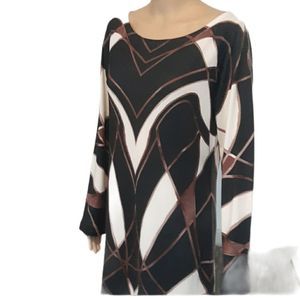 Nally Mille Dress Brown Black White Womens Size Large